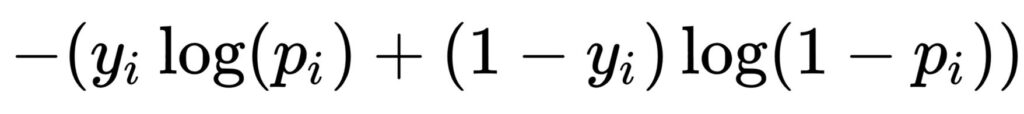Log formula for probability prediction by logistic regression.