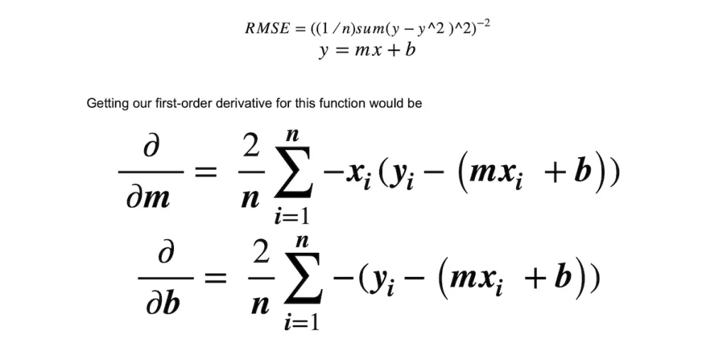 Formula for gradient of RMSE (Root-mean-square deviation)