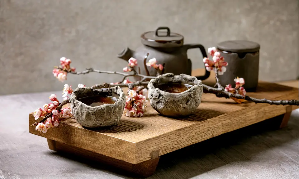 Japanese pottery for tea ceremony.