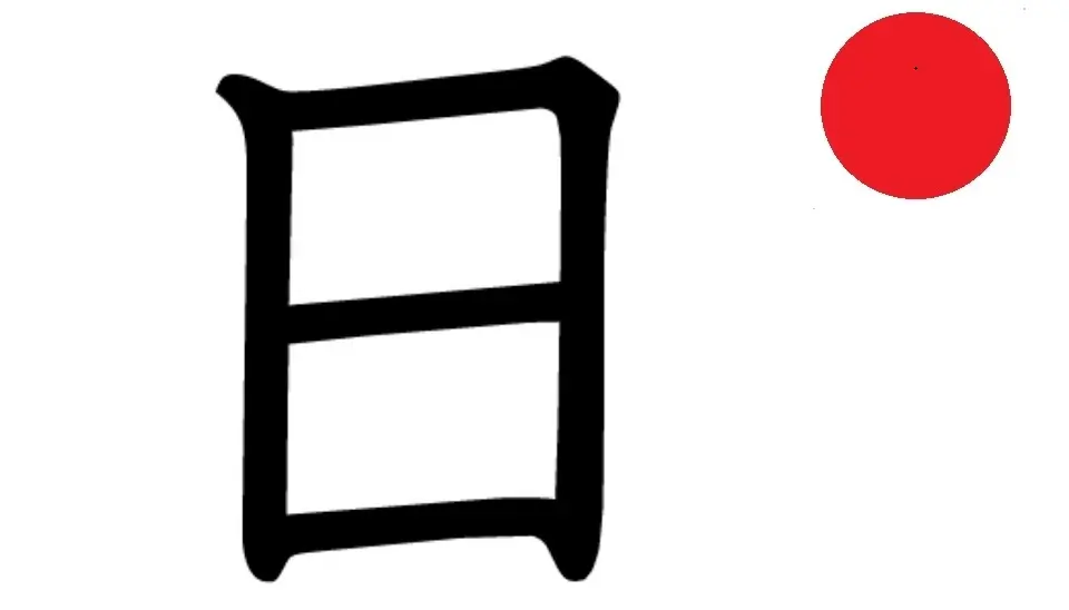Picture of the kanji for Hi (sun), or nichi (day)