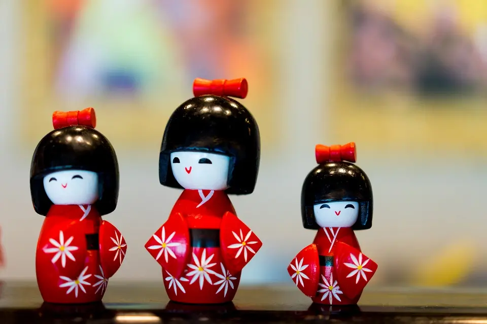 Kawaii culture representation by Japanese dolls.