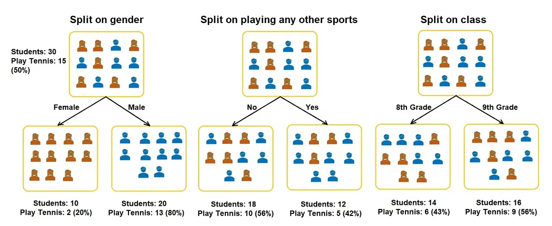 Decision trees in machine learning.