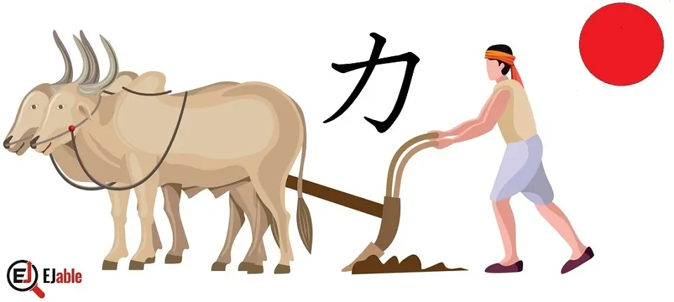 The origin of the shape of Japanese Kanji Chikara (power).