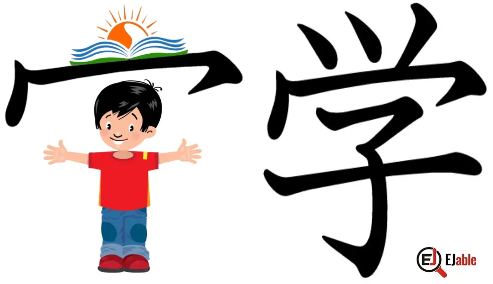 The concept behind the Kanji meaning study or to learn.